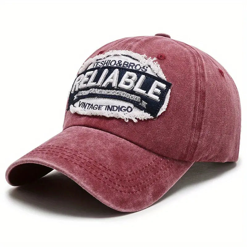 Solid Distressed Vintage Style "RELIABLE" Baseball Cap. 2 Color Choices.