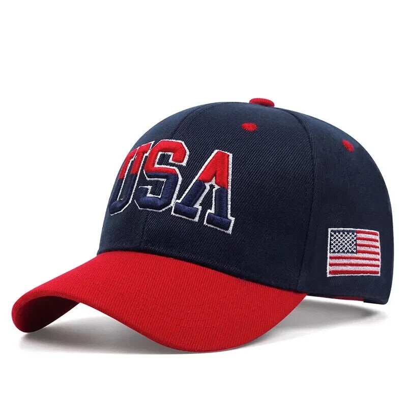 PATRIOTIC USA EMBROIDERED FLAG HAT. 3 COLORS TO CHOOSE.