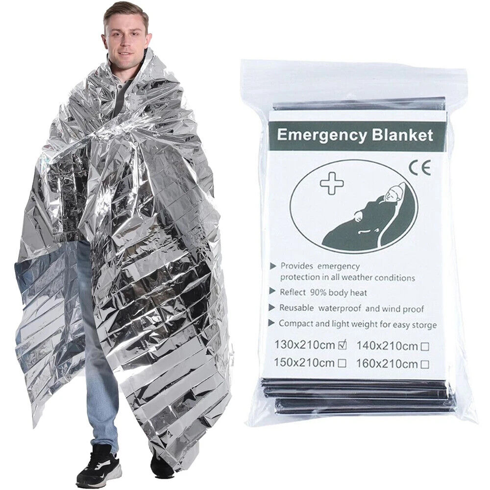 4PC EMERGENCY BLANKETS. MYLAR THERMAL SURVIVAL BLANKET.