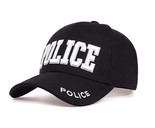 Casquette de baseball réglable noire Police.