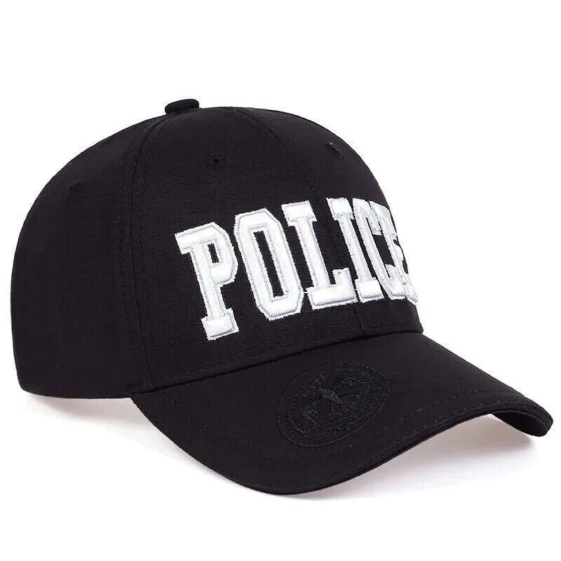 Casquette de baseball réglable noire Police.