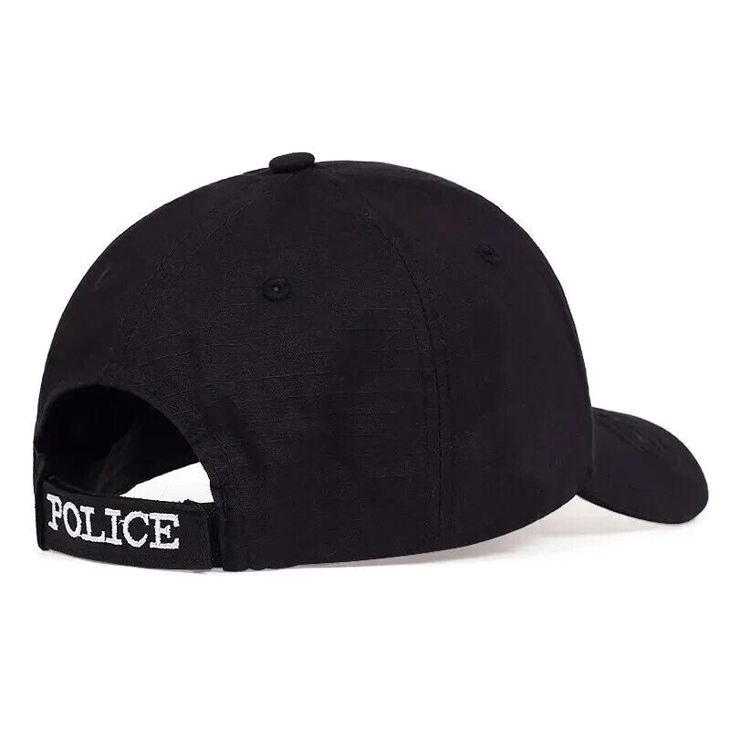 Casquette de baseball réglable noire Police.