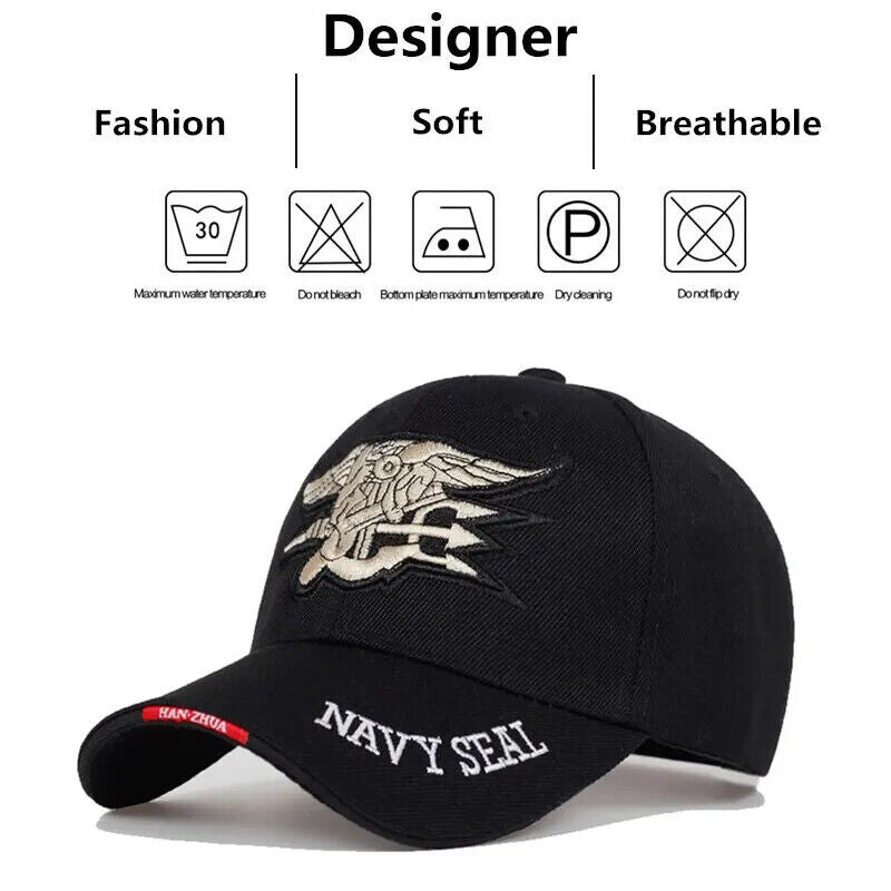 CASQUETTE DE BASEBALL AVEC LOGO US NAVY SEAL. 3 CHOIX DE COULEURS.