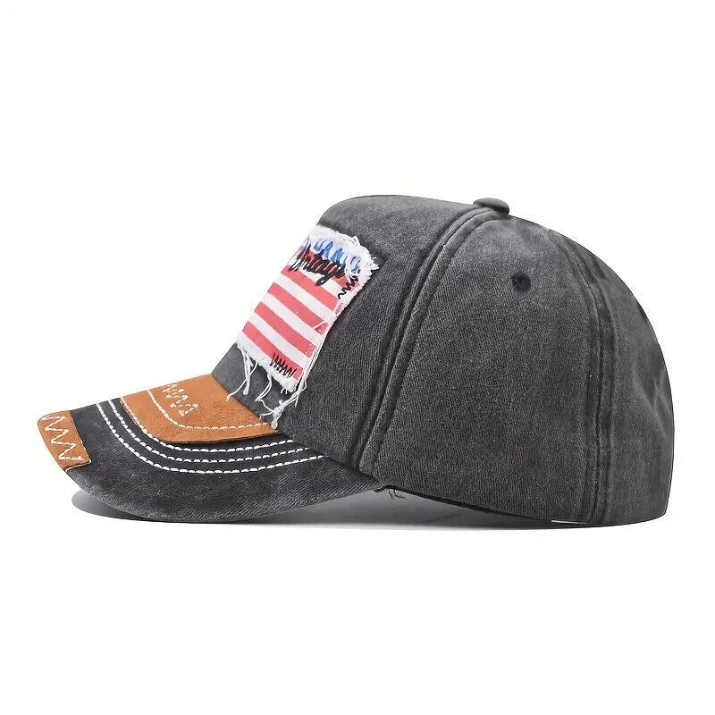 Distressed American Flag Vintage Style Hat.
