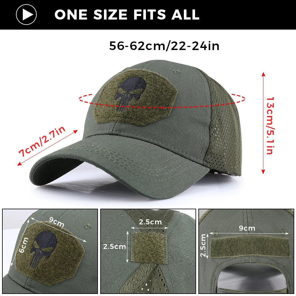 ARMY GREEN PUNISHER OPERATORS VENTED HAT.