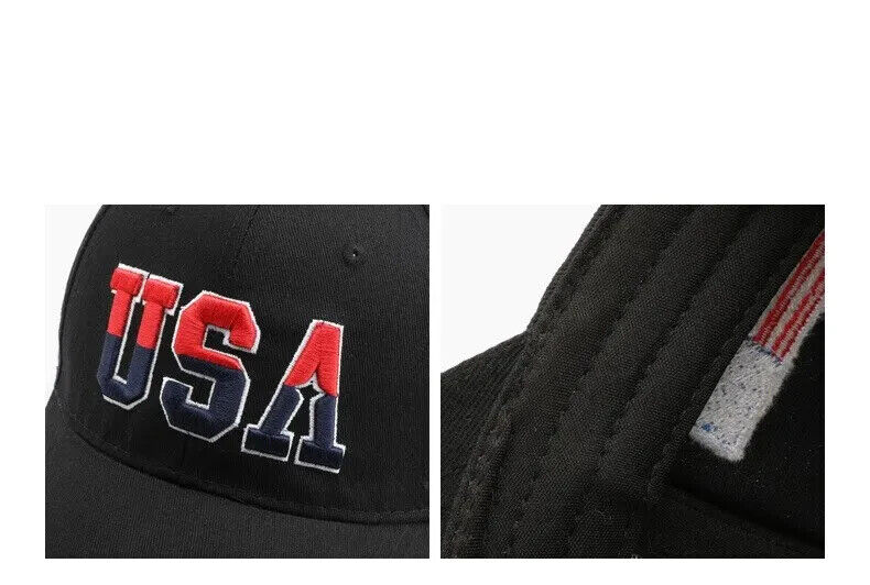 PATRIOTIC USA EMBROIDERED FLAG HAT. 3 COLORS TO CHOOSE.