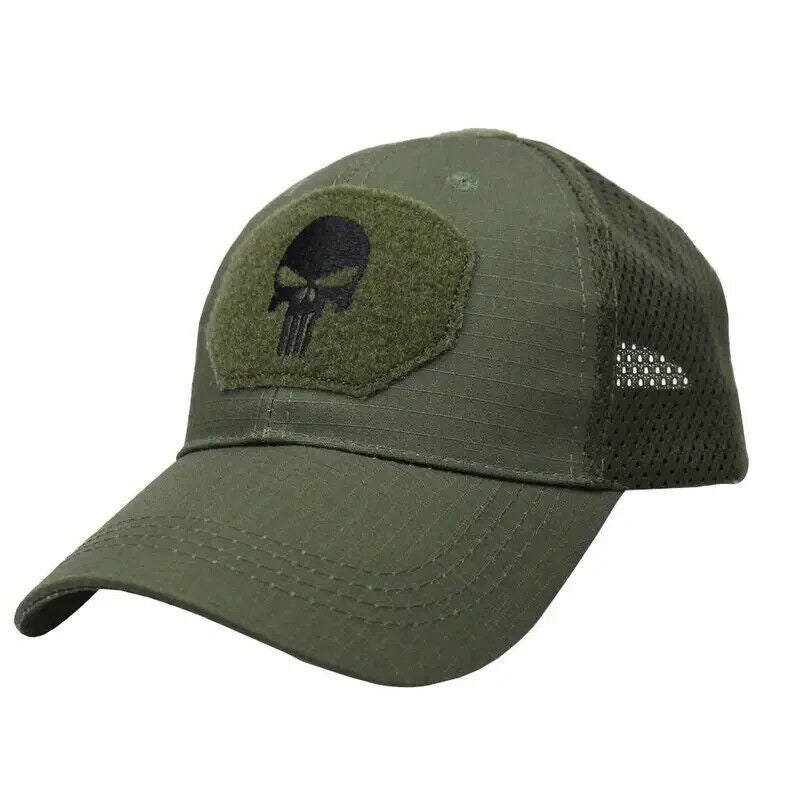 ARMY GREEN PUNISHER OPERATORS VENTED HAT.