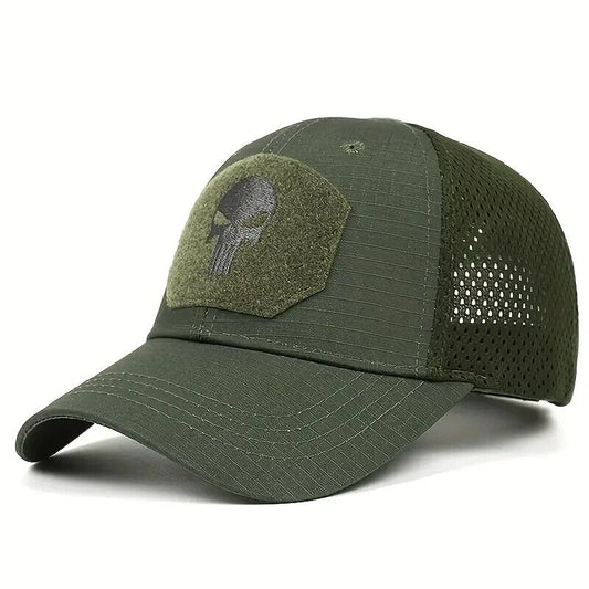 ARMY GREEN PUNISHER OPERATORS VENTED HAT.