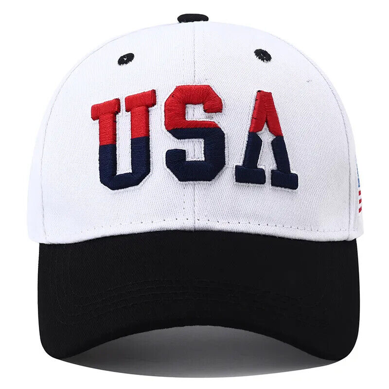 PATRIOTIC USA EMBROIDERED FLAG HAT. 3 COLORS TO CHOOSE.