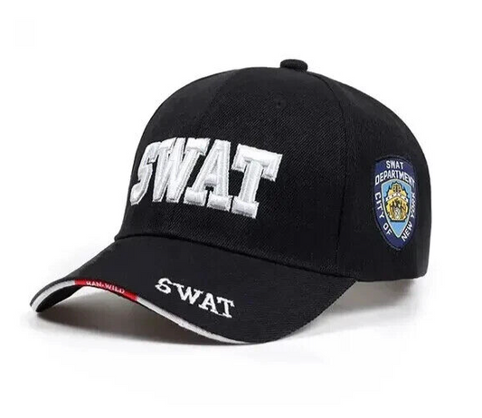 SWAT NYC Adjustable Baseball Cap. Awesome faint Black Camo Design in Fabric. New