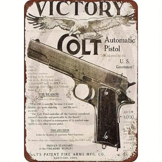 COLT AUTOMATIC PISTOLS M1911 VICTORY TIN METAL SIGN.