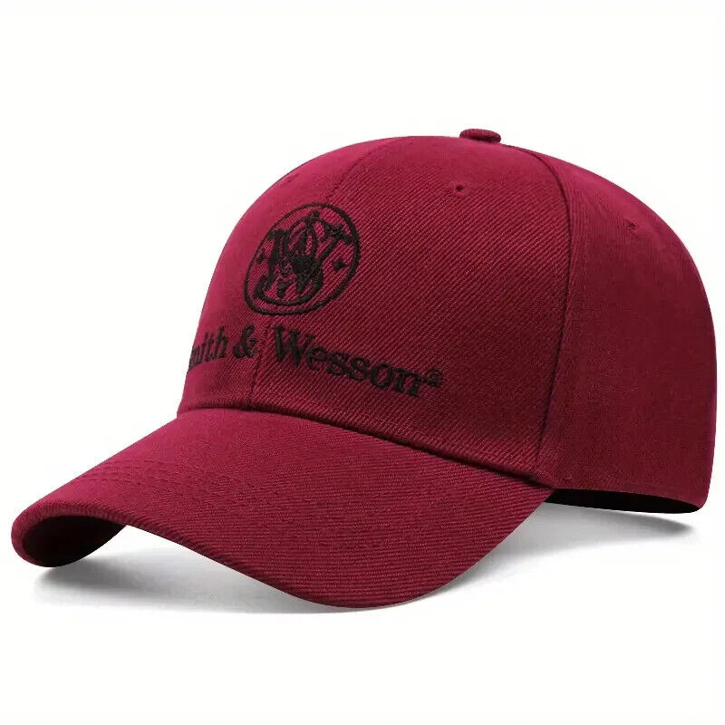 SMITH & WESSON STYLE BURGUNDY HAT.