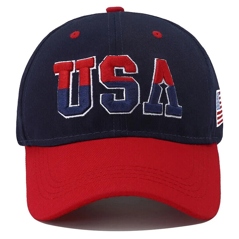 PATRIOTIC USA EMBROIDERED FLAG HAT. 3 COLORS TO CHOOSE.