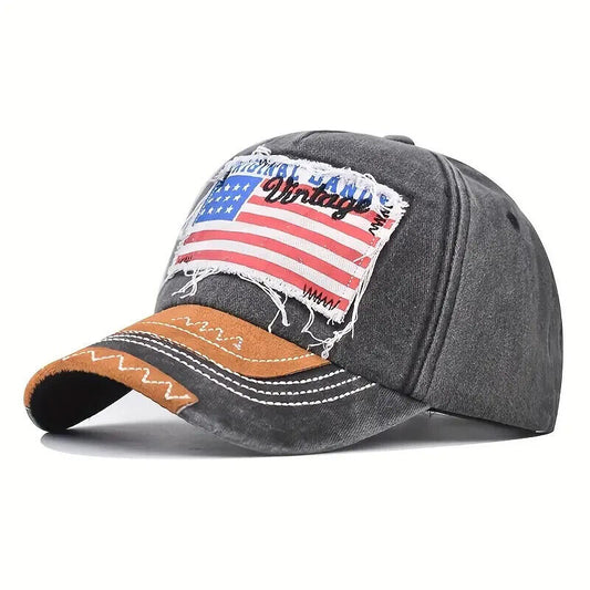 Distressed American Flag Vintage Style Hat.