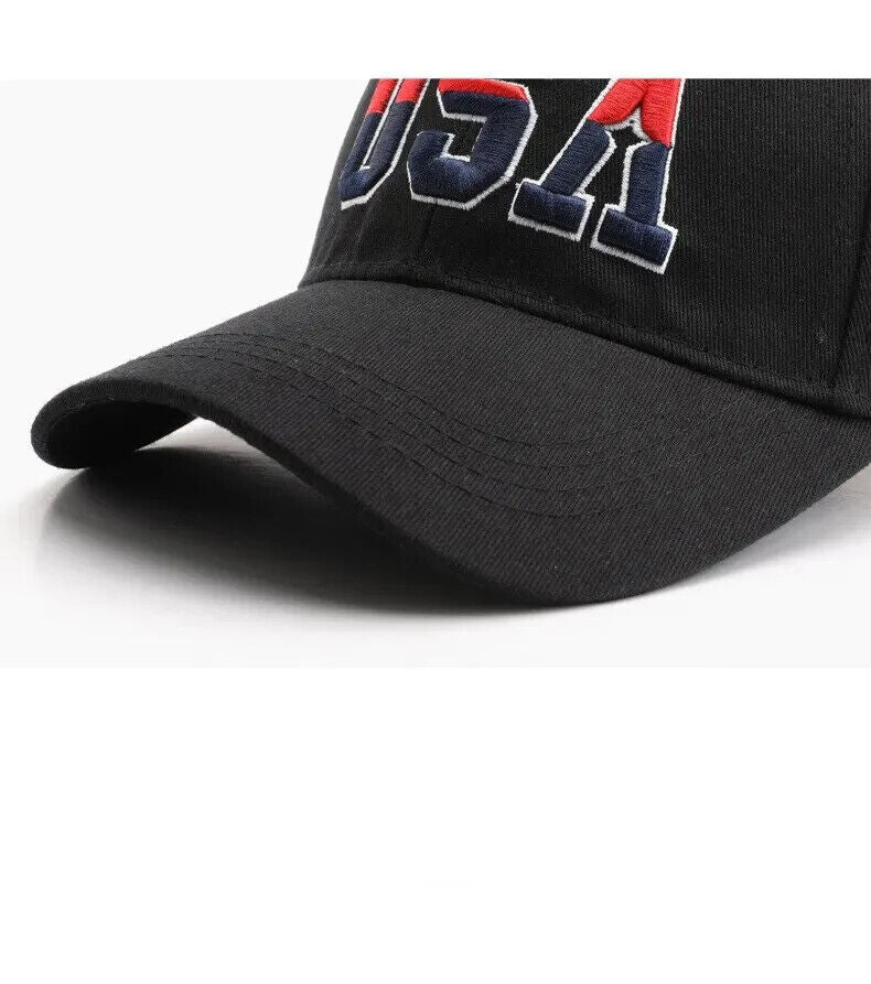 PATRIOTIC USA EMBROIDERED FLAG HAT. 3 COLORS TO CHOOSE.