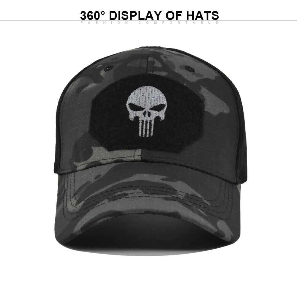 CHAPEAU TACTIQUE D'OPÉRATEURS CAMO PUNISHER NOIR.