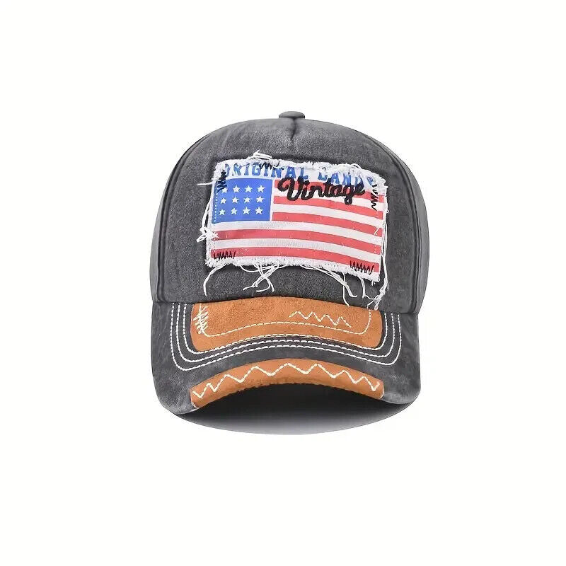 Distressed American Flag Vintage Style Hat.