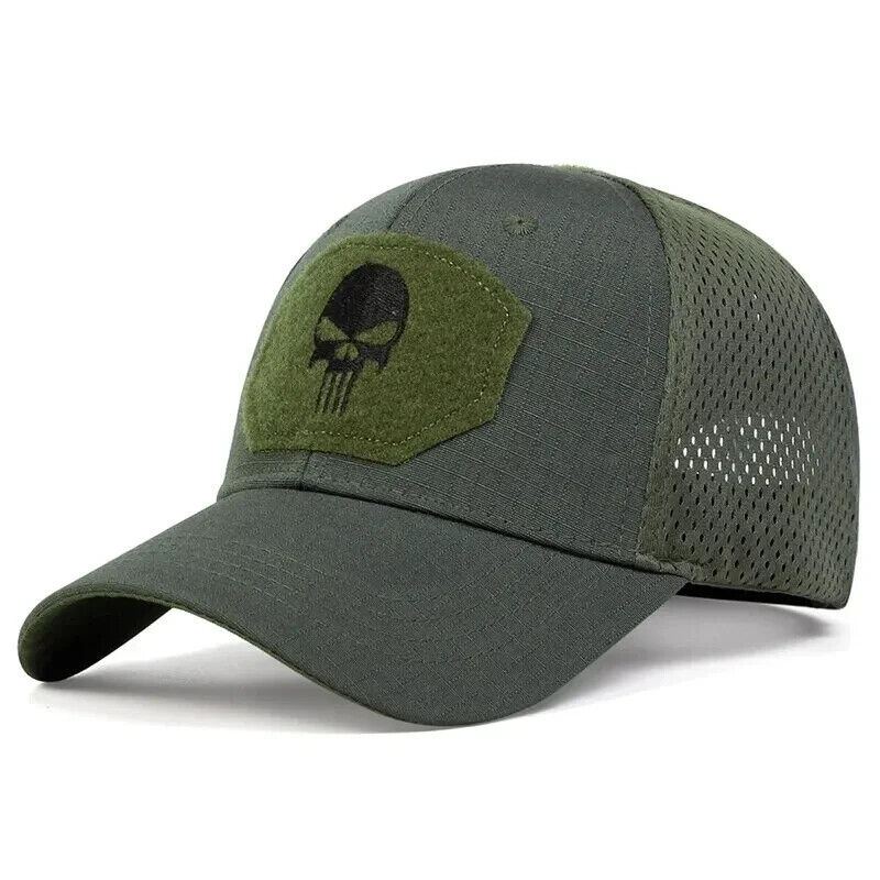 ARMY GREEN PUNISHER OPERATORS VENTED HAT.