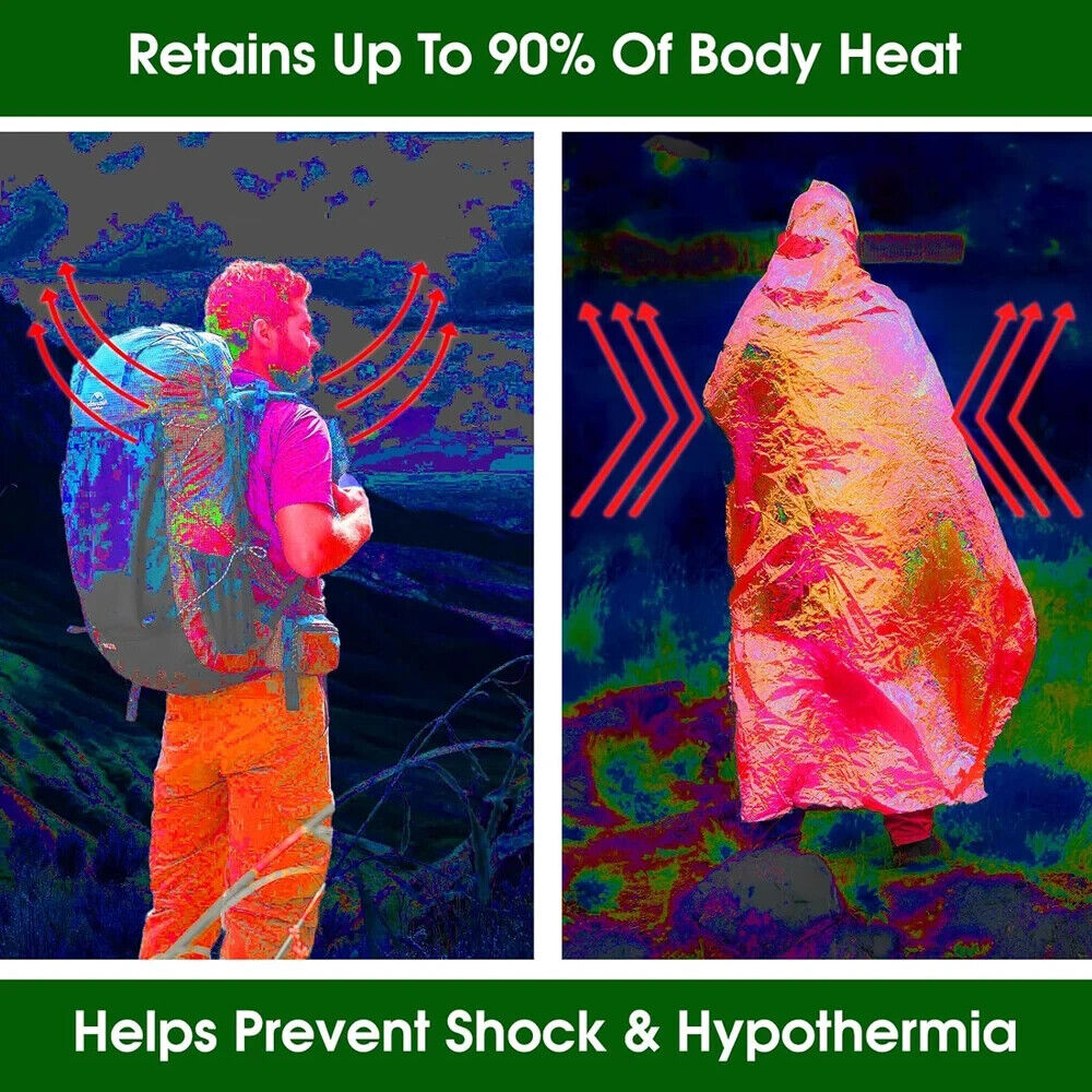 4PC EMERGENCY BLANKETS. MYLAR THERMAL SURVIVAL BLANKET.