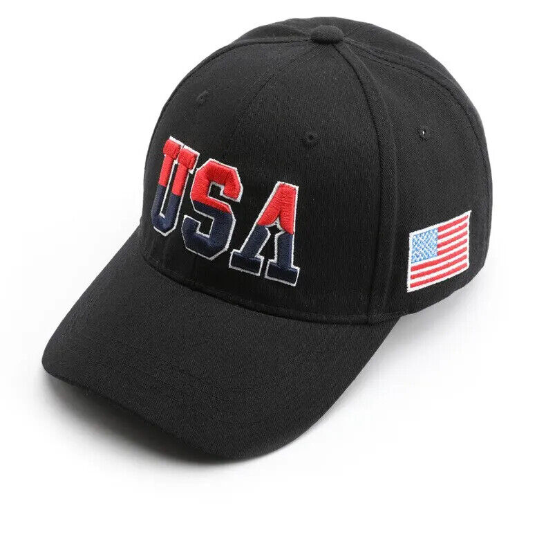 PATRIOTIC USA EMBROIDERED FLAG HAT. 3 COLORS TO CHOOSE.