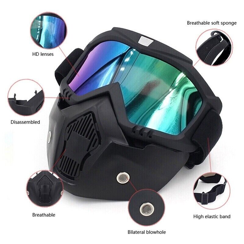 MOTORCYCLE/PAINTBALL/AIRSOFT- DETACHABLE MODULAR FACE MASK.