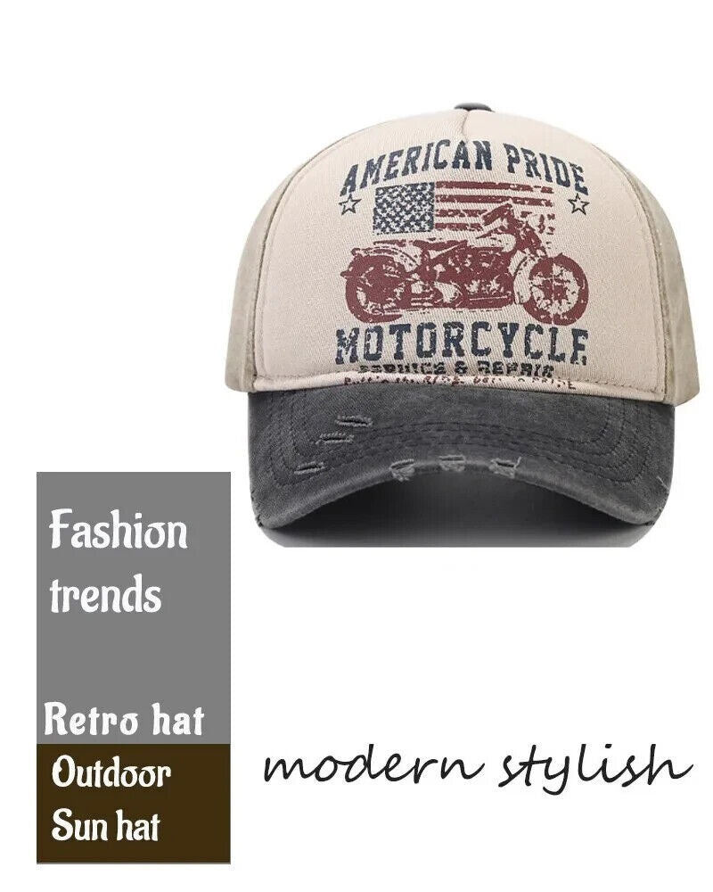 VINTAGE STYLE AMERICAN PRIDE MOTORCYCLE HAT.