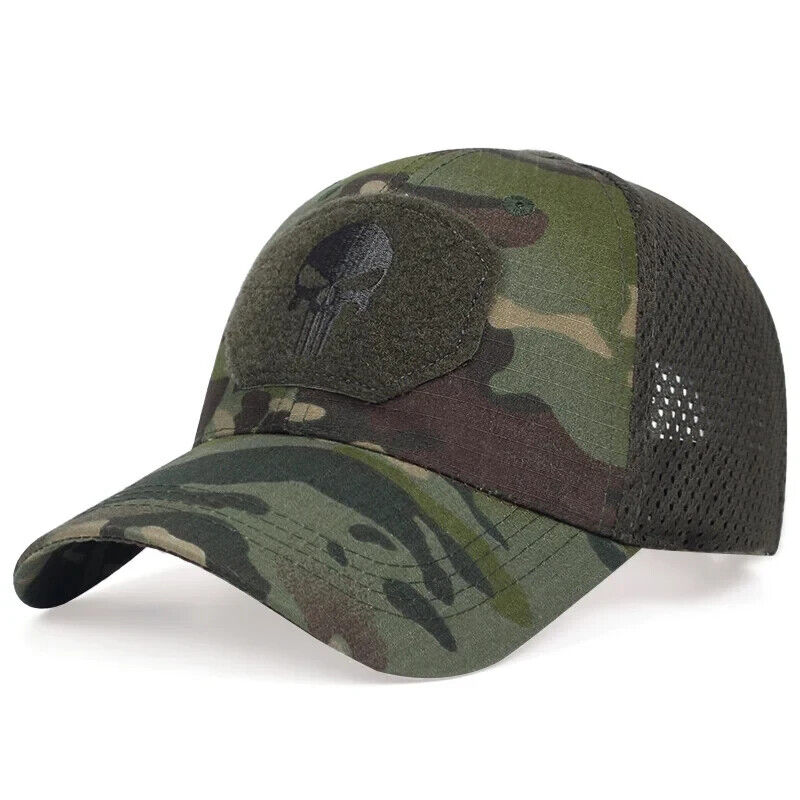 GREEN CAMO PUNISHER OPERATORS HAT.