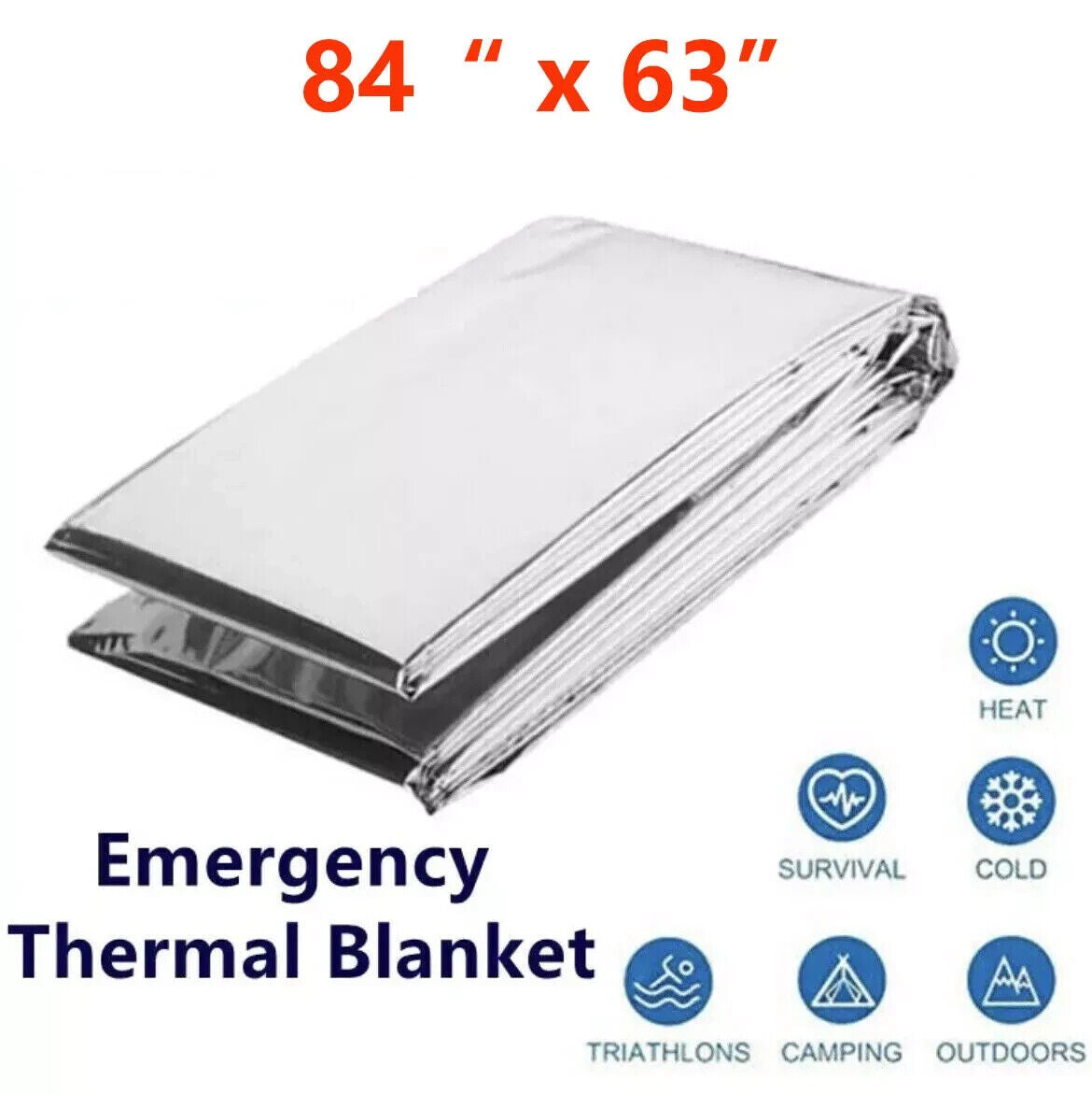 4PC EMERGENCY BLANKETS. MYLAR THERMAL SURVIVAL BLANKET.