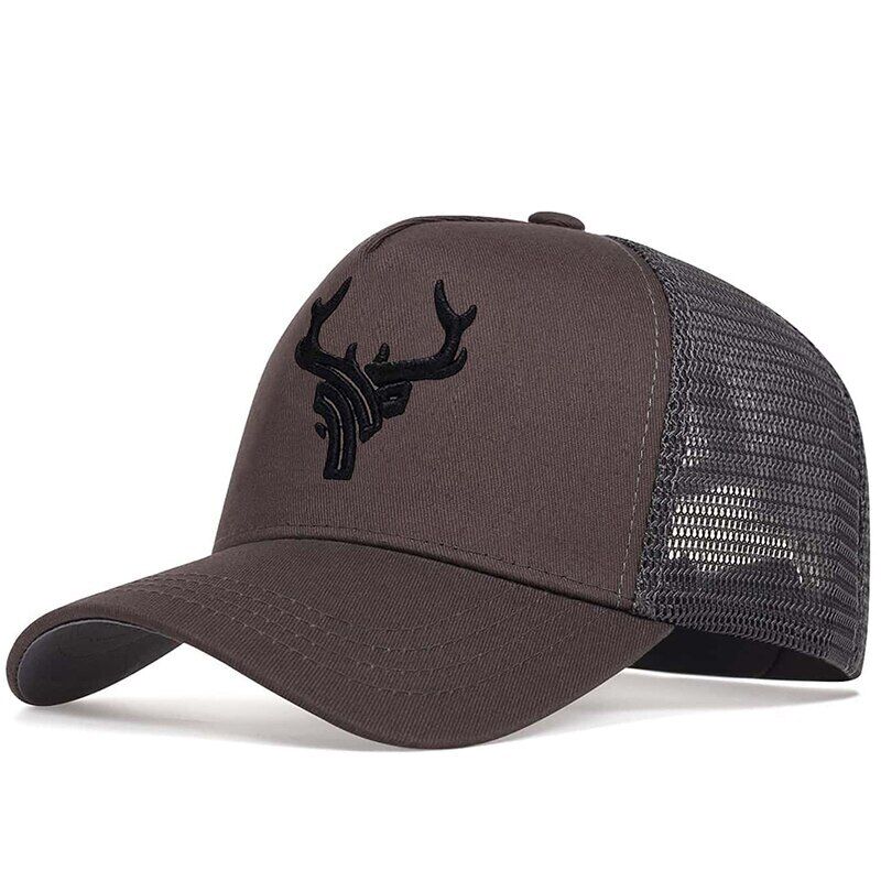 ANTLERS EMBROIDERED TRUCKER MESH HAT.