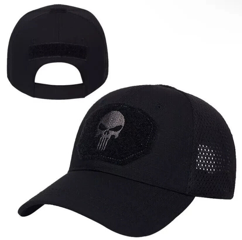 BLACK PUNISHER VENTED OPERATORS HAT.