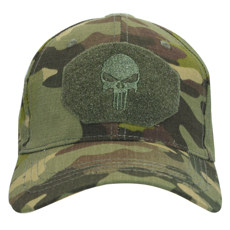 GREEN CAMO PUNISHER OPERATORS HAT.