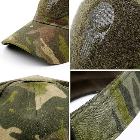 GREEN CAMO PUNISHER OPERATORS HAT.