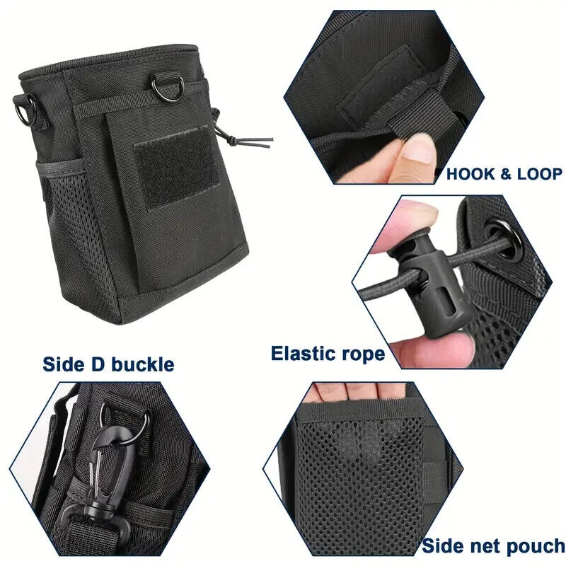 BLACK MOLLE DRAWSTRING DUMP POUCH & EDC, UTILITY POUCH