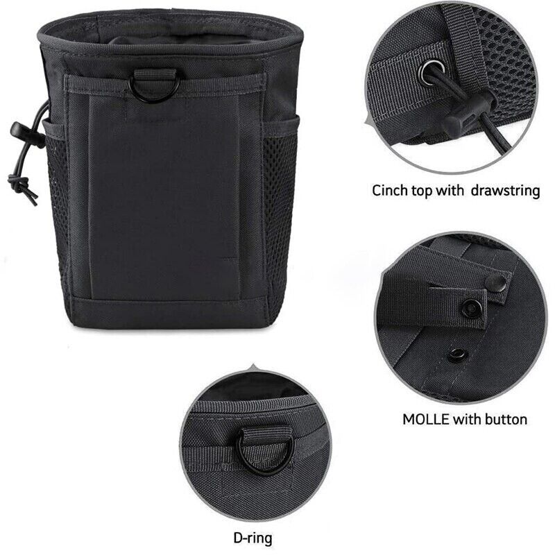 BLACK MOLLE DRAWSTRING DUMP POUCH & EDC, UTILITY POUCH