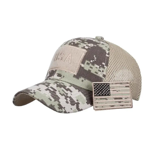 CHAPEAU PATCH TRUCKER EN MAILLE DRAPEAU AMÉRICAIN ACU